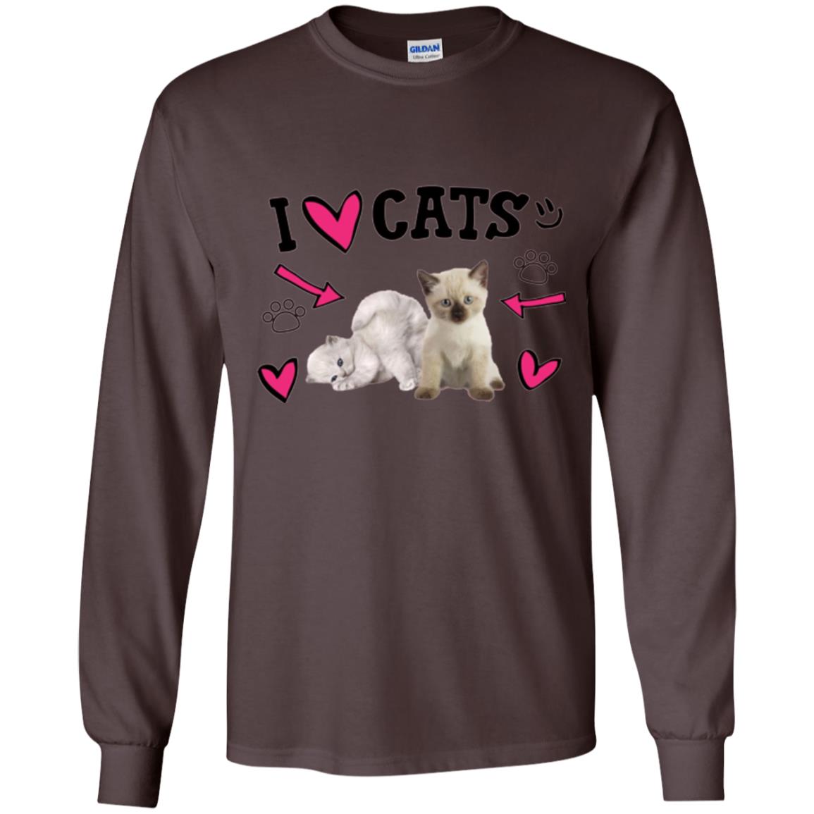 Cat Lover T-shirt I Love Cats Dark Chocolate