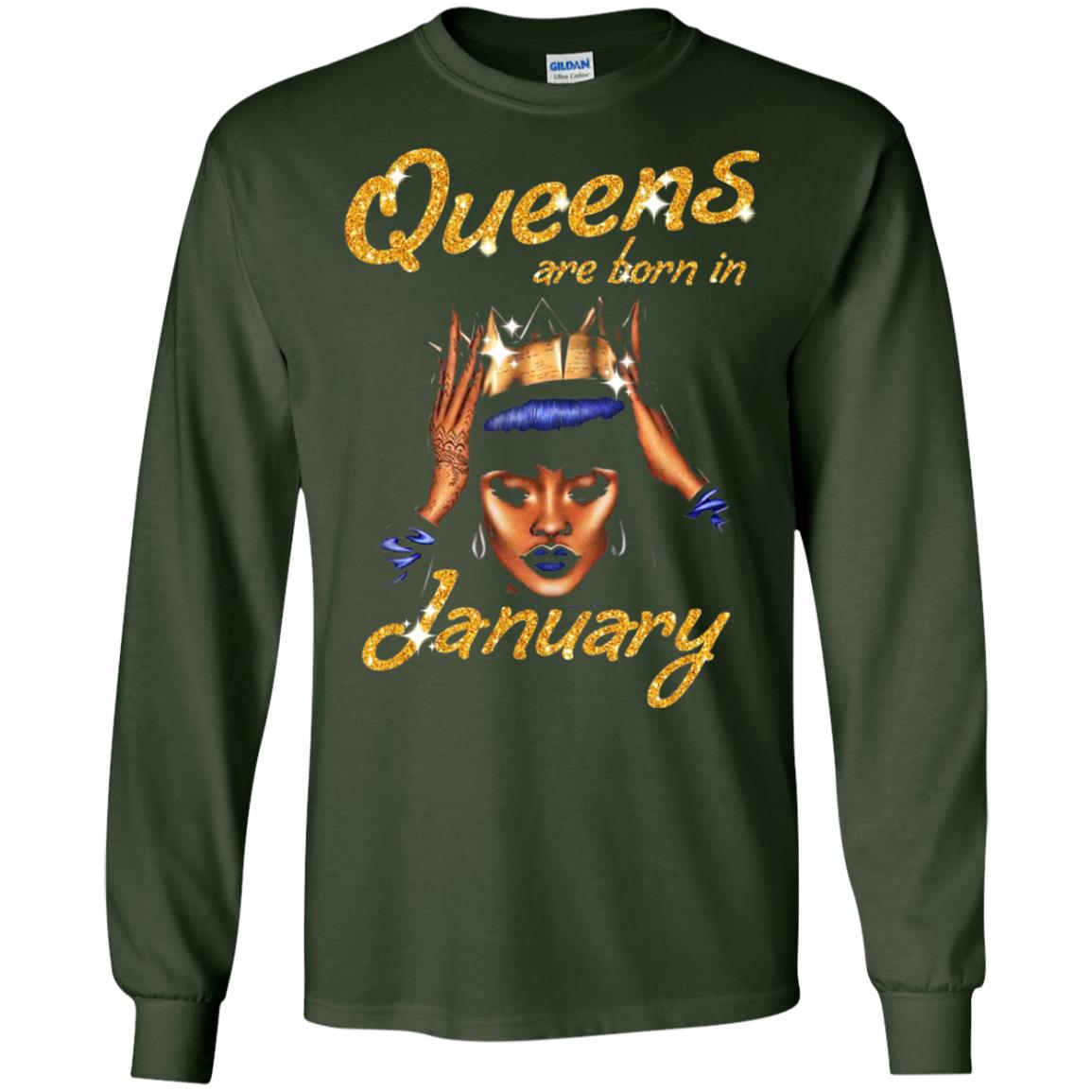 Birthday T-shirt Queens Are Born In January Forest Green
