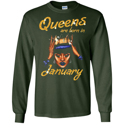 Birthday T-shirt Queens Are Born In January Forest Green