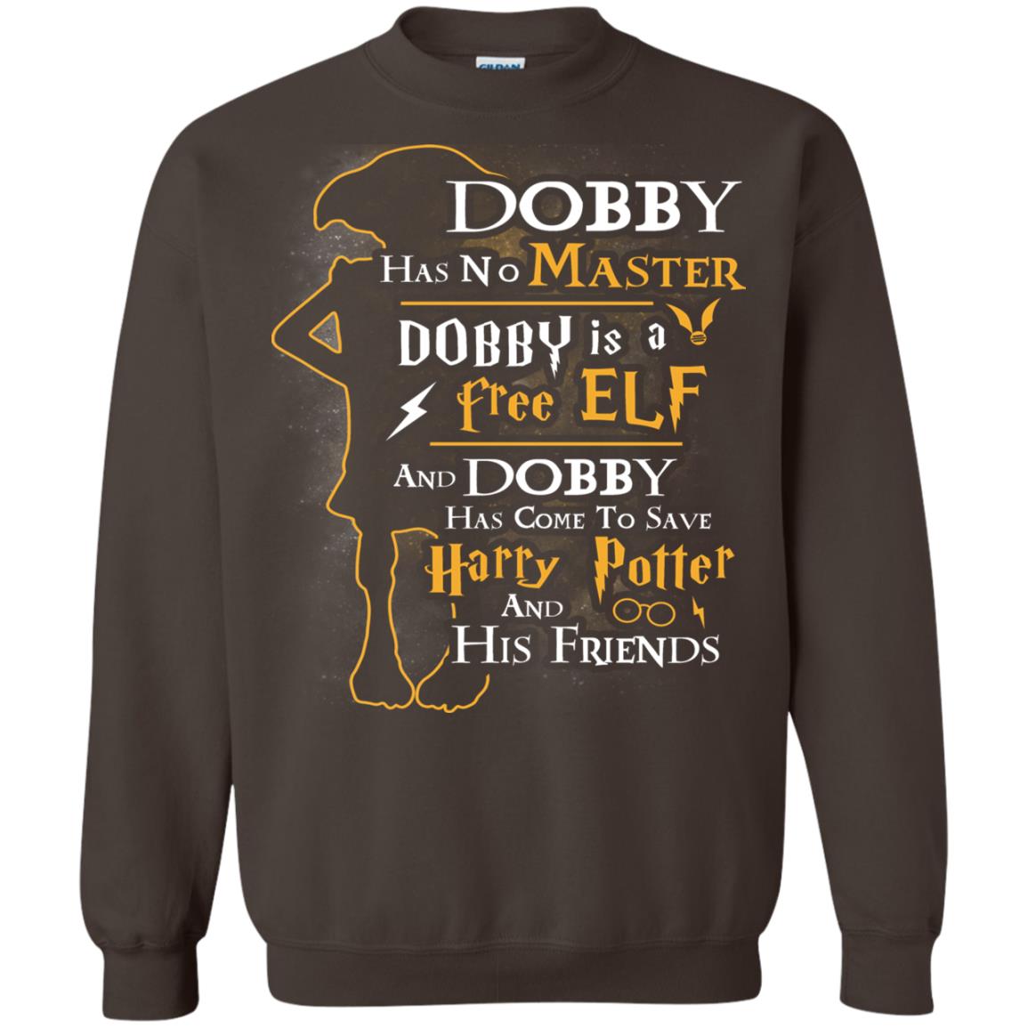 Dobby Has No Master Dobby Is A Free Elf And Dobby Has Come To Save Harry Potter And His Friends Movie Fan T-shirt Dark Chocolate