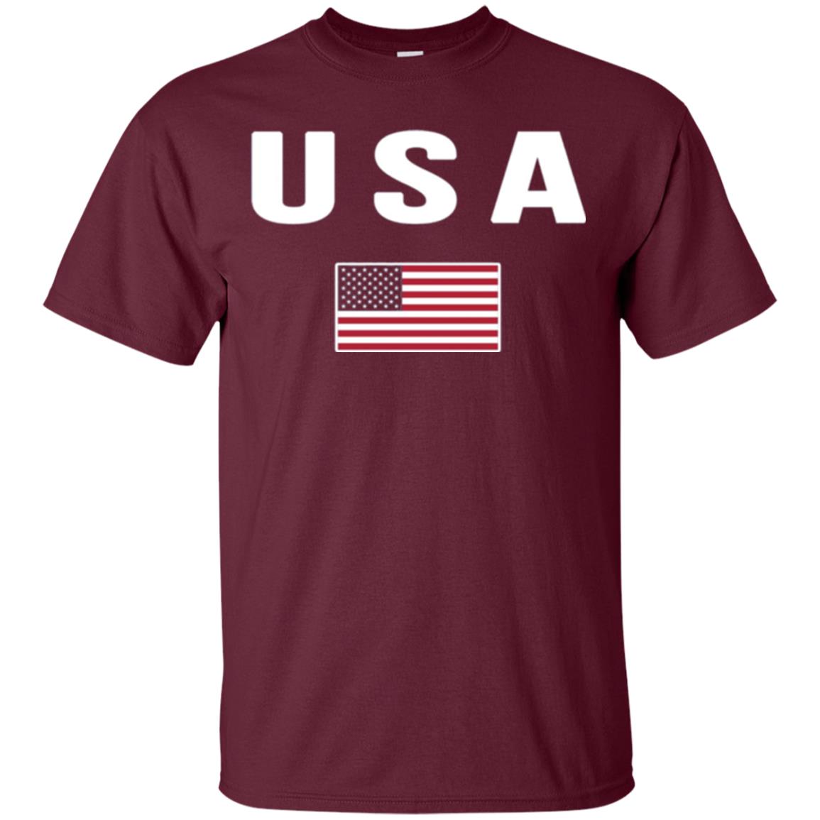 American Flag Us America United States T-shirt Maroon