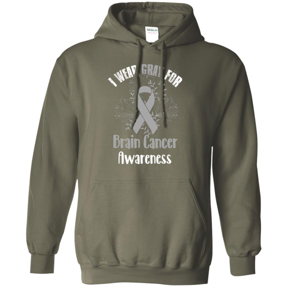 I Wear Gray For Brain Cancer Awareness T-shirt Military Green