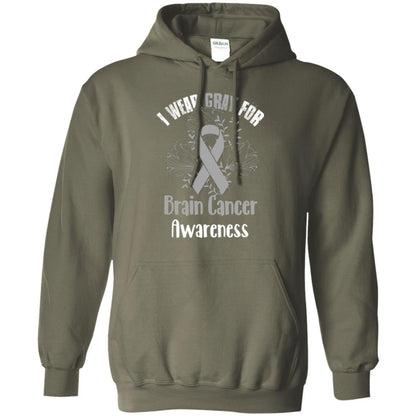 I Wear Gray For Brain Cancer Awareness T-shirt Military Green
