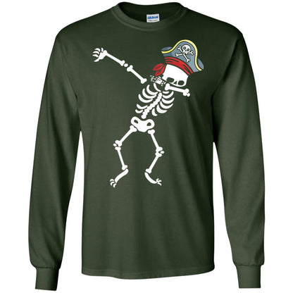 Dabbing Skeleton With Pirates Hat T-shirt Forest Green