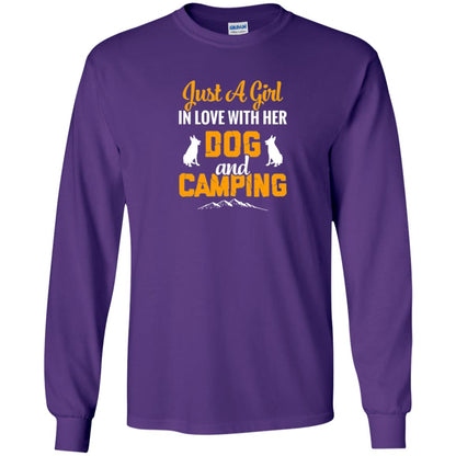Just A Girl In Love With Her Dog And Camping Dog Lover T-shirt Purple