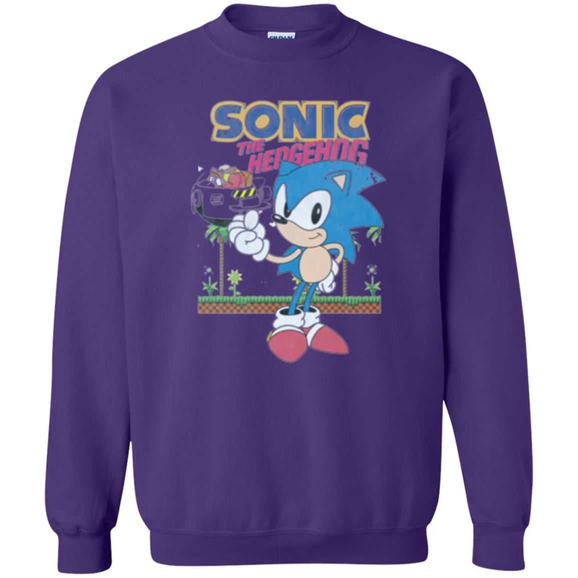 Gamer T-shirt Sega Sonic The Hedgehog Battles Dr. Eggman Robotnik Purple