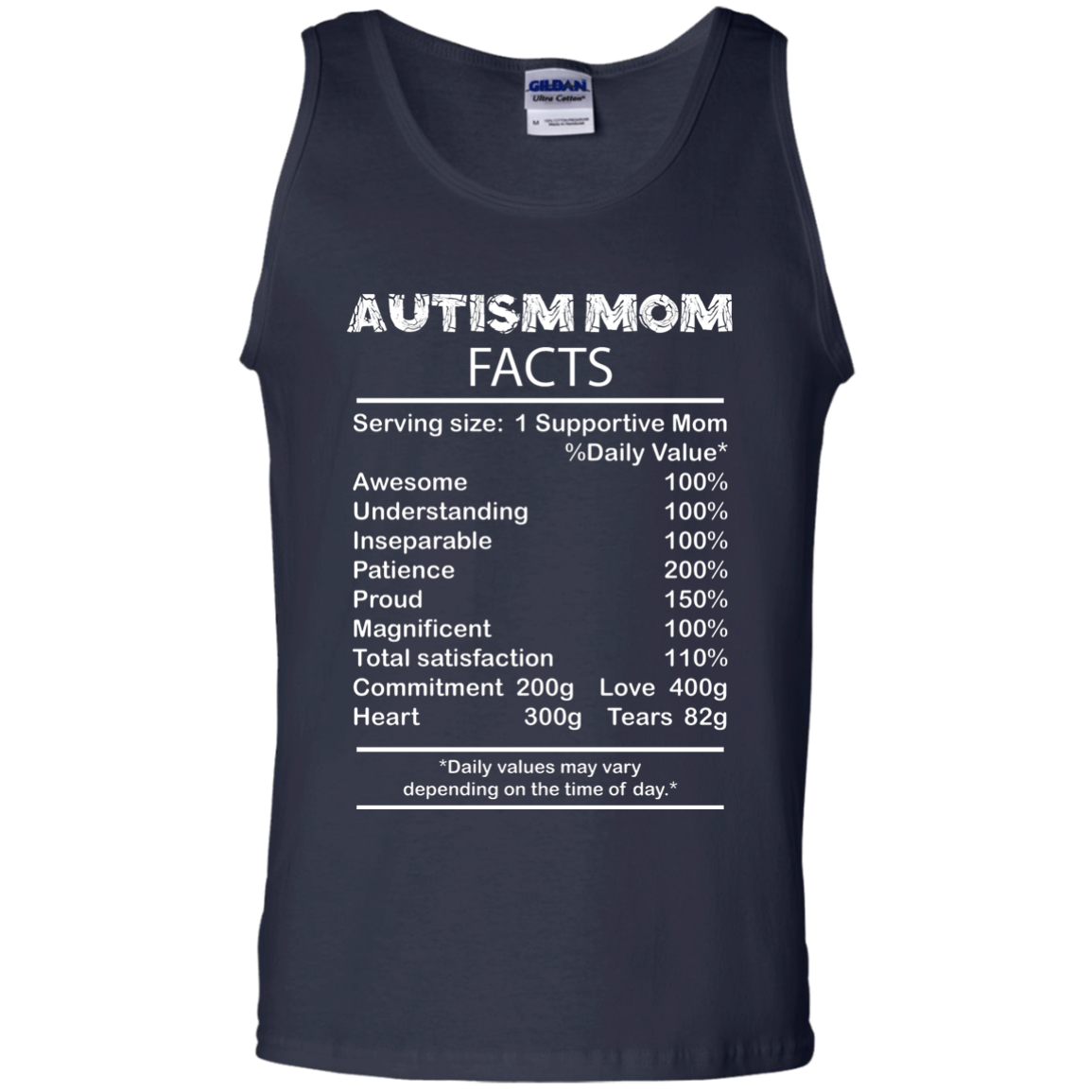 Mom T-Shirt Autism Mom Facts Serving Size 1 Supportive Mom Navy