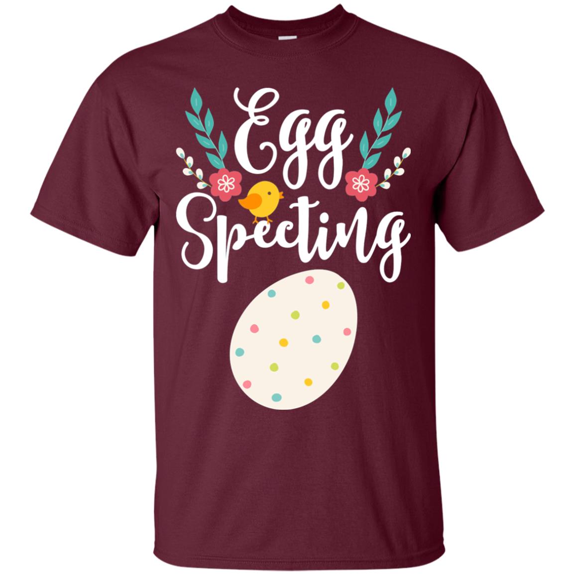 Egg Specting Announcement Pregnant Easter T-shirt Maroon