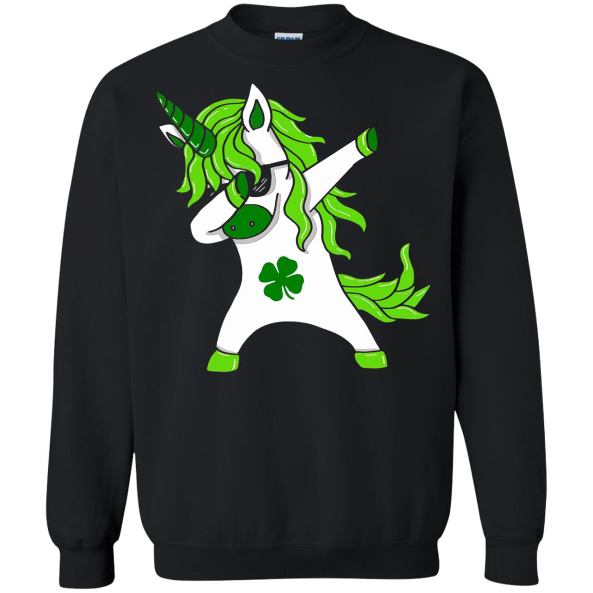 Dabbing Unicorn St Patricks Day Lepricorn T-shirt Black