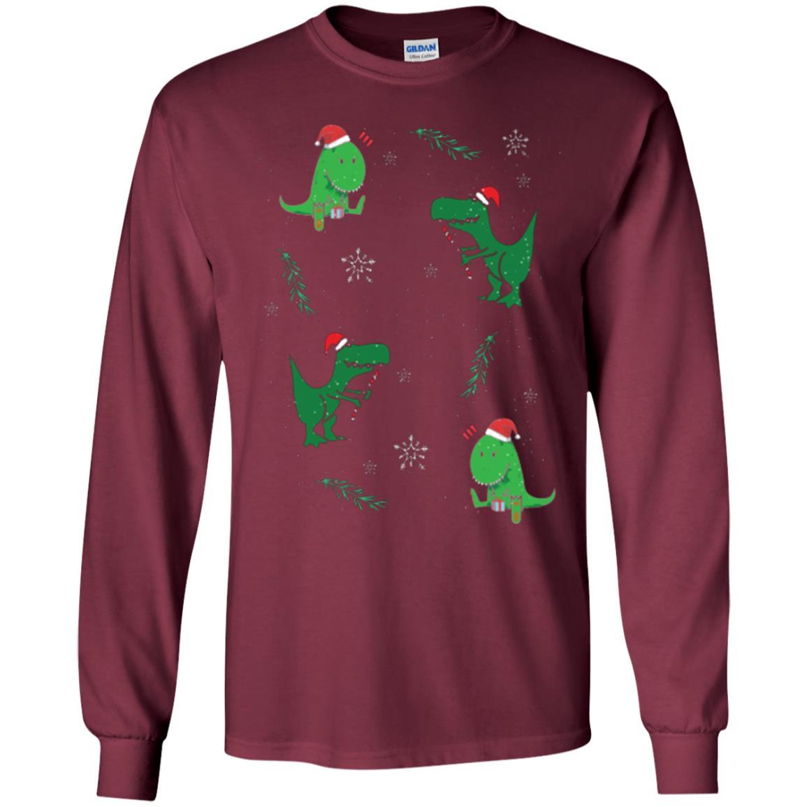 Funny Christmas T-shirt Merry Christmas Dinosaur Maroon