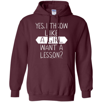 Softball T-shirt Yes I Throw Like A Girl Want A Lesson Maroon