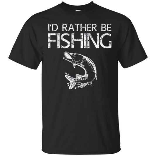 Fisherman T-shirt I'd Rather Be Fishing Black