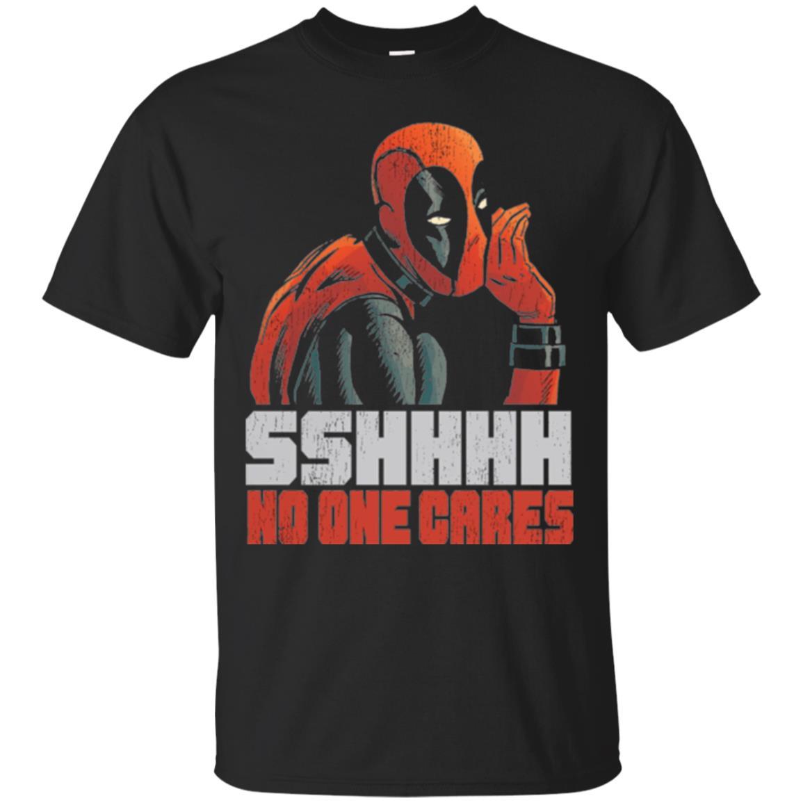 Marvel Deadpool T-shirt Sshhhh No One Cares Whisper Graphic Black
