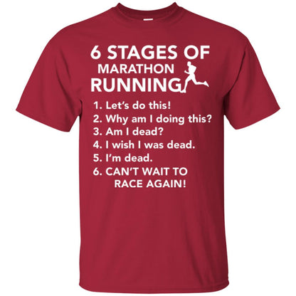 Runner T-shirt 6 Stages Of Marathon Running Cardinal