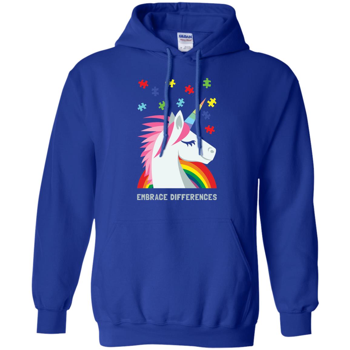 Autism Awareness Shirt Unicorn Puzzle Embrace Differences Royal