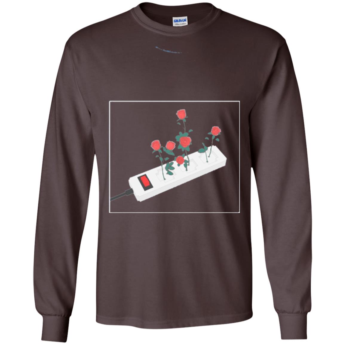 Flower Power Cute Art Aesthetic Vaporwave Digital Rose T-shirt Dark Chocolate