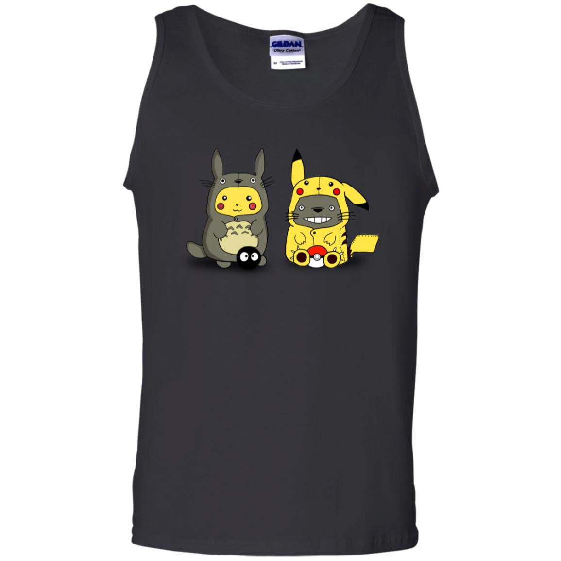 Pikachu Cosplay Totoro And Totoro Cosplay Pikachu T-shirtG220 Gildan 100% Cotton Tank Top