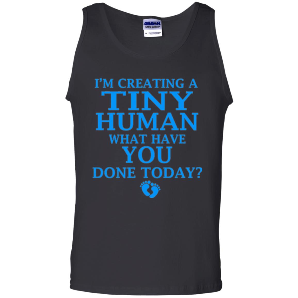 Funny Maternity Shirt Creating Tiny Human Blue Black