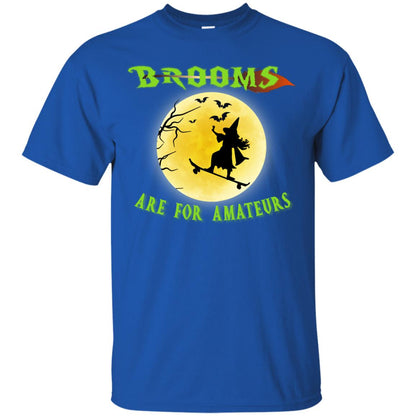 Brooms Are For Amateurs Witches Ride Skateboard Funny Halloween Shirt Royal