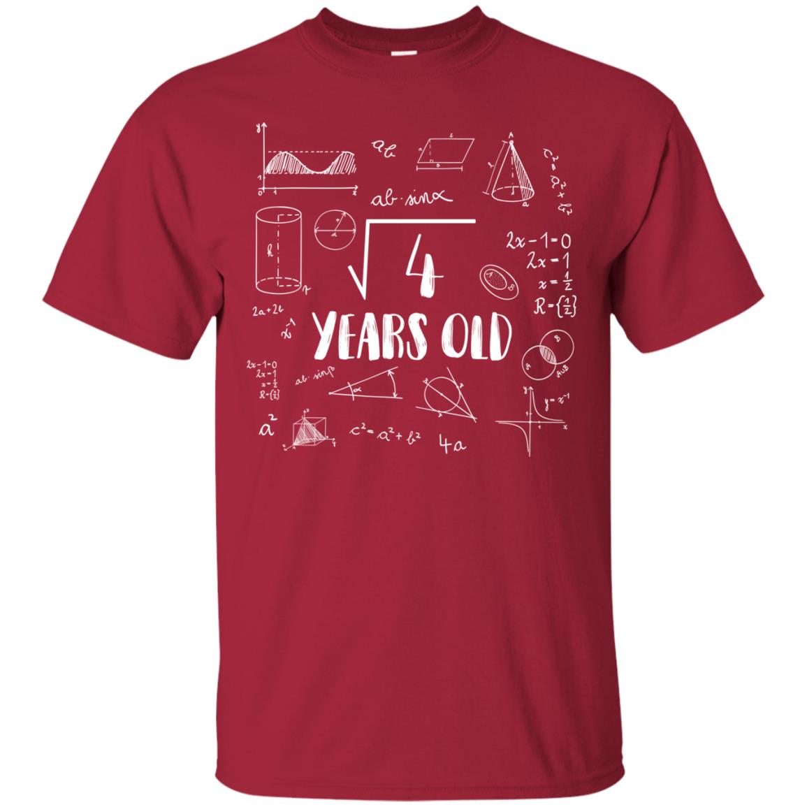 Square Root Of 4 2nd Birthday 2 Years Old Math T-shirt Cardinal