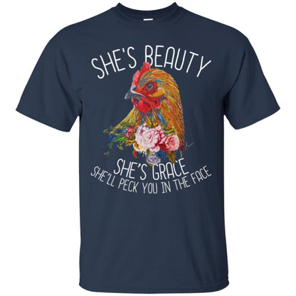 Chicken T-shirt She's Beauty She's Grace Navy