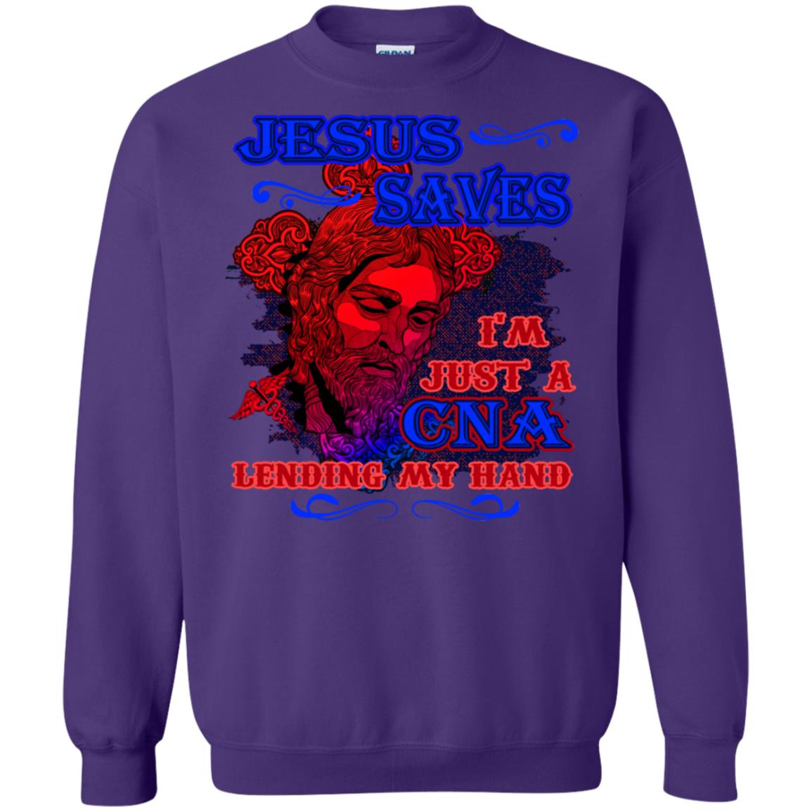 Jesus Saves I'm Just A Cna Lending My Hand Christian Gift Shirt Purple