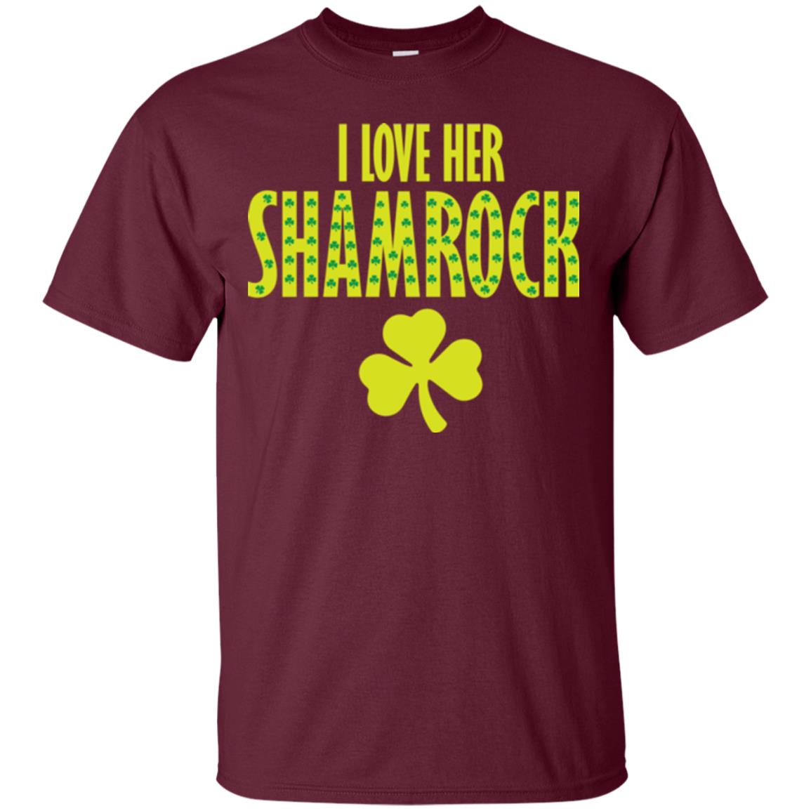 St. Patrick's Day T-shirt I Love Her Shamrock Maroon