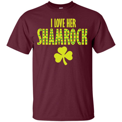 St. Patrick's Day T-shirt I Love Her Shamrock Maroon