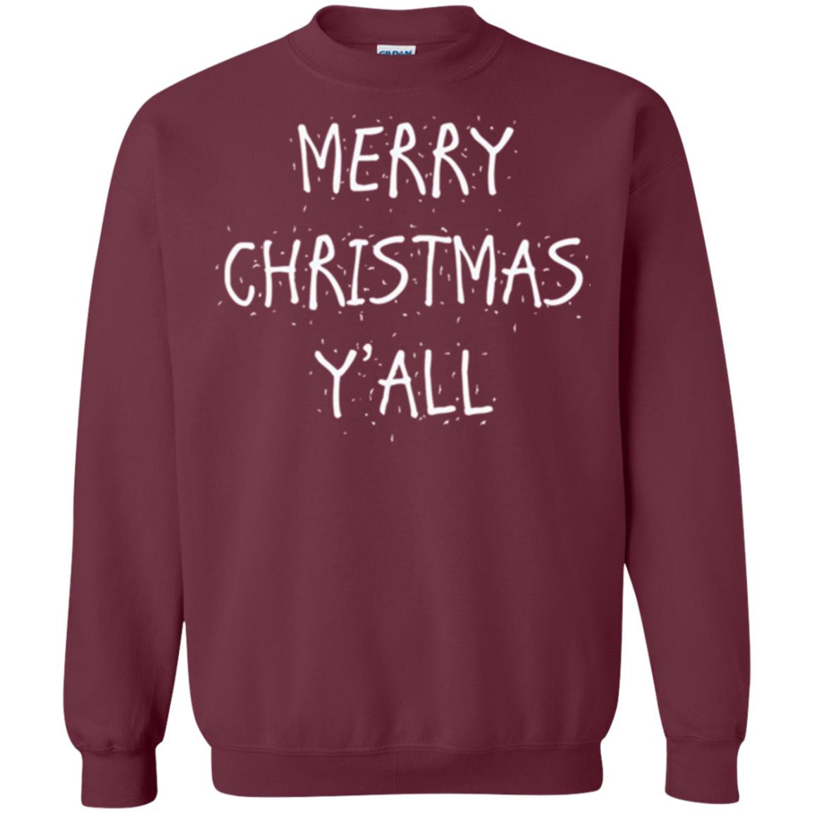 Christmas T-shirt Merry Christmas Y_all Maroon
