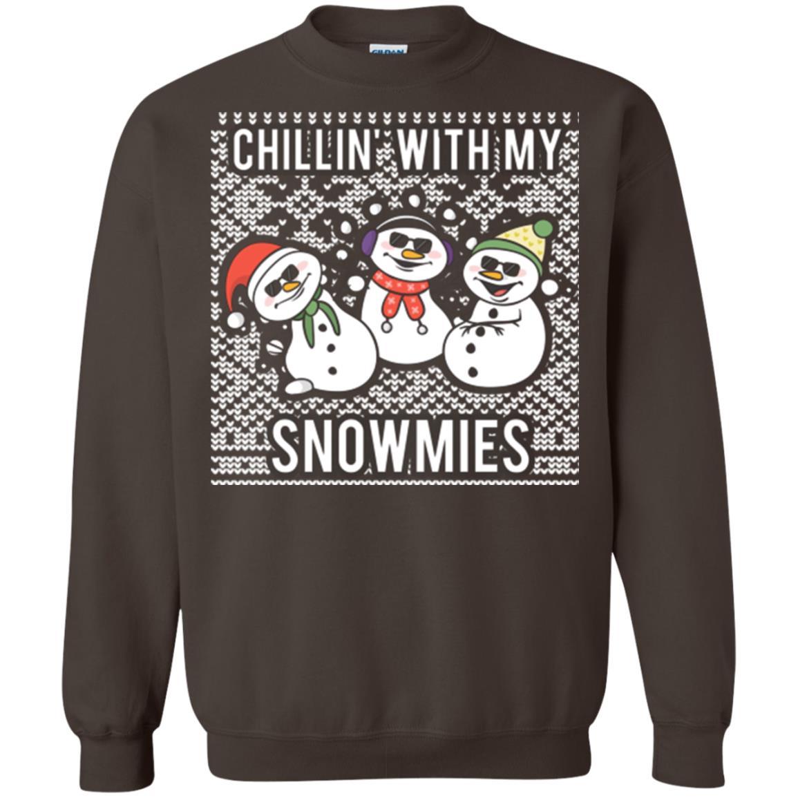 Christmas T-shirt Chillin' With My Snowmies Dark Chocolate
