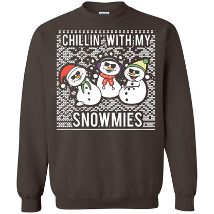 Christmas T-shirt Chillin' With My Snowmies Dark Chocolate