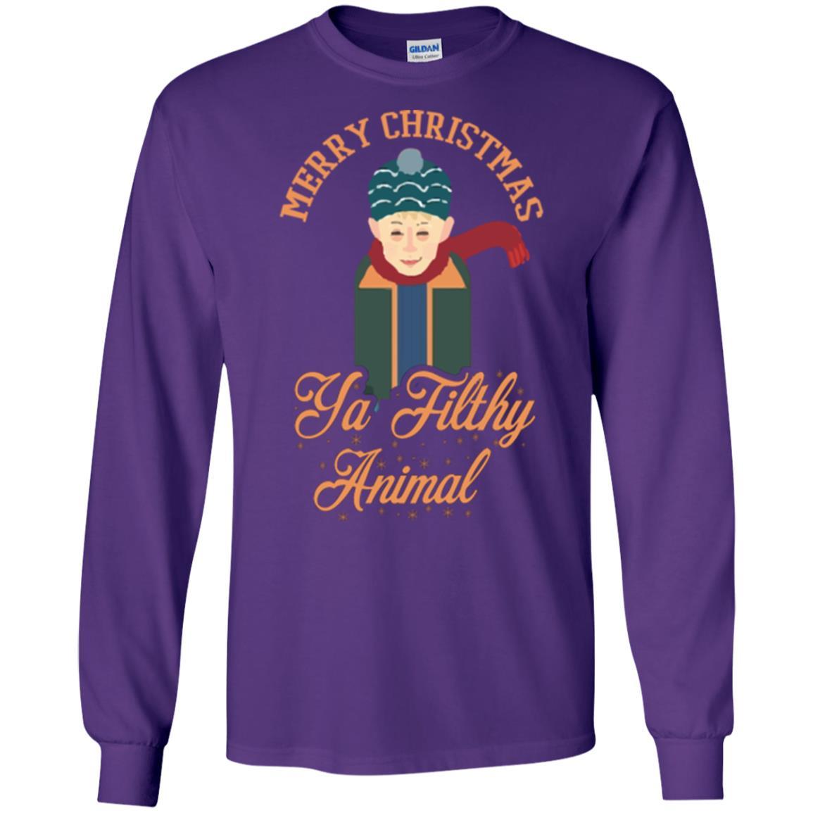Christmas T-shirt Merry Christmas Ya Filthy Animal Purple