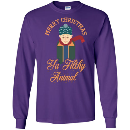 Christmas T-shirt Merry Christmas Ya Filthy Animal Purple