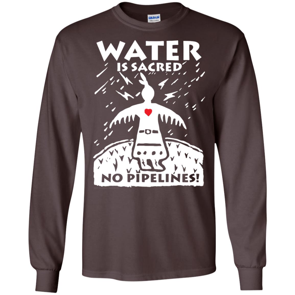 Water Is Sacred No Pipelines T-shirt Dark Chocolate