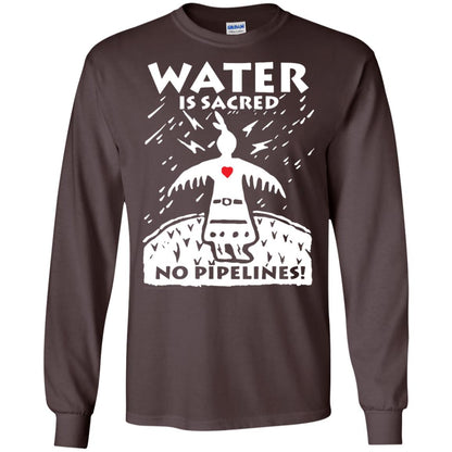 Water Is Sacred No Pipelines T-shirt Dark Chocolate