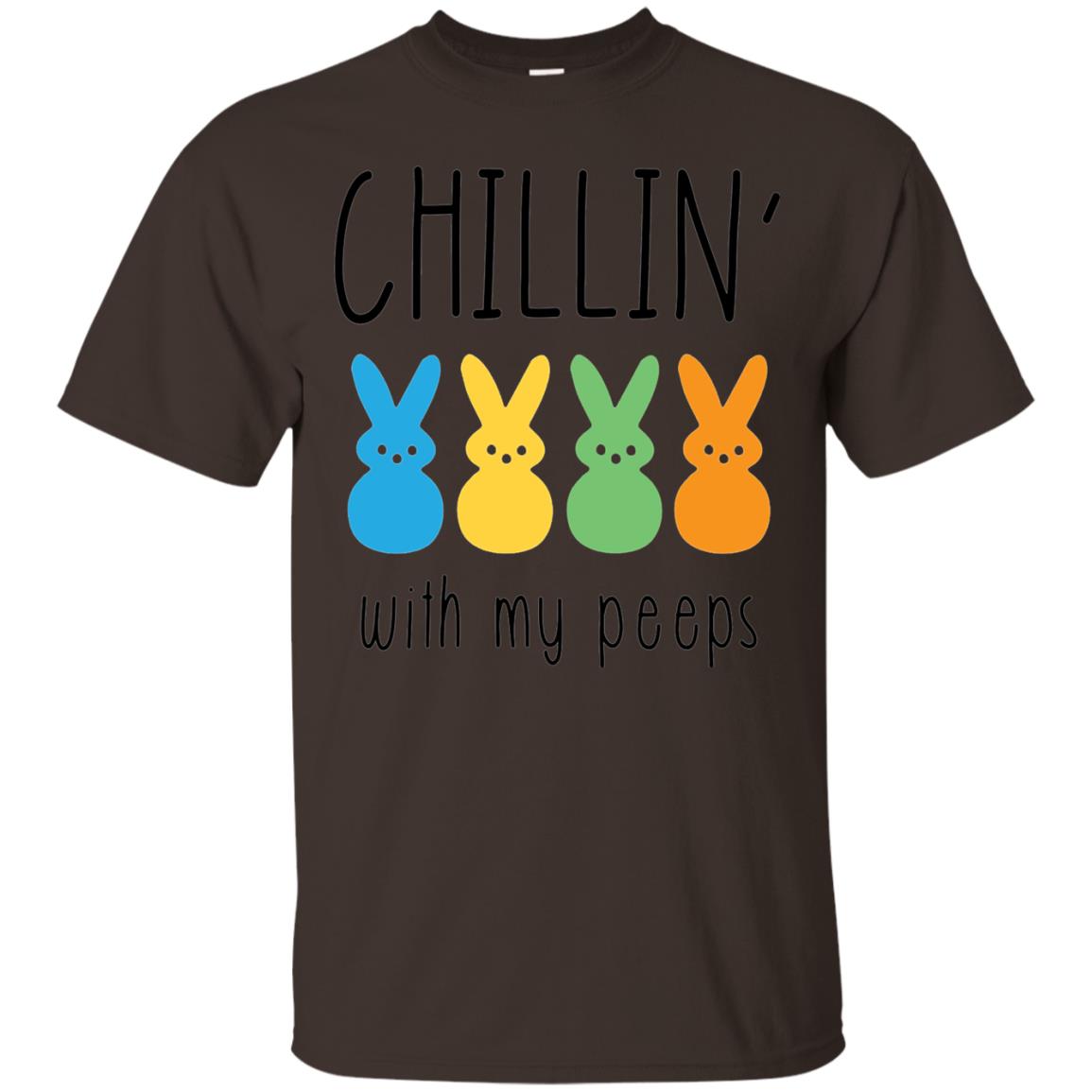 Chillin With My Peeps Happy Easter T-shirt Dark Chocolate