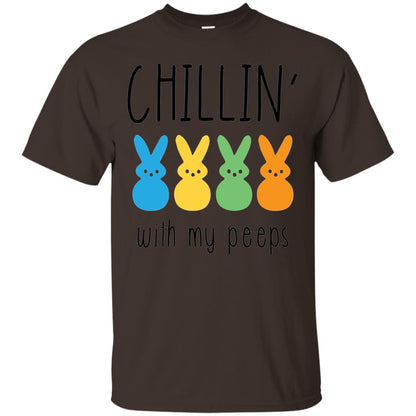 Chillin With My Peeps Happy Easter T-shirt Dark Chocolate