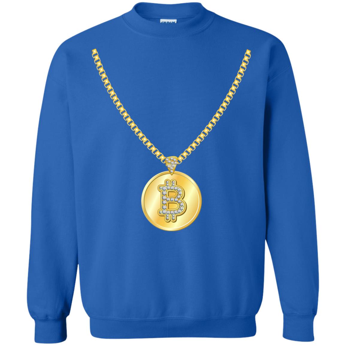 Funny Bitcoin T-shirt Gold Chain Cryptocurrency Necklace Royal