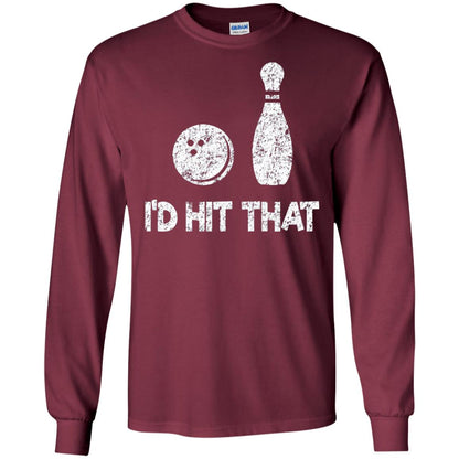 Funny Bowling Lover T-shirt T-shirt I_d Hit That Maroon