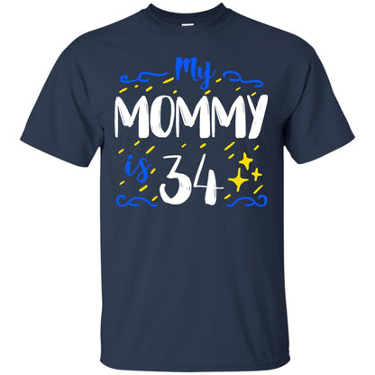 My Mommy Is 34 34th Birthday Mommy Shirt For Sons Or Daughters Navy