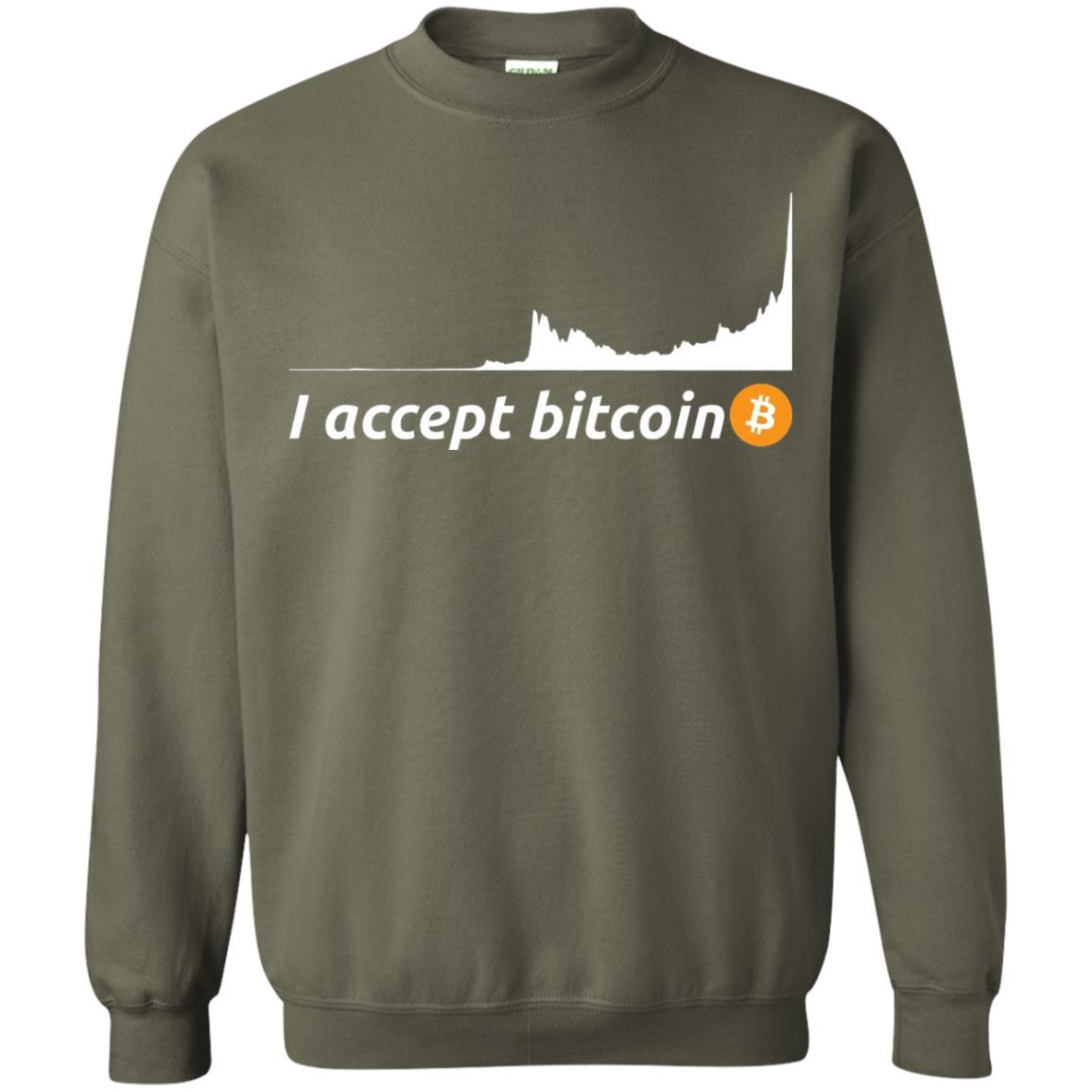 Cryptocurrency T-shirt I Accept Bitcoin Military Green
