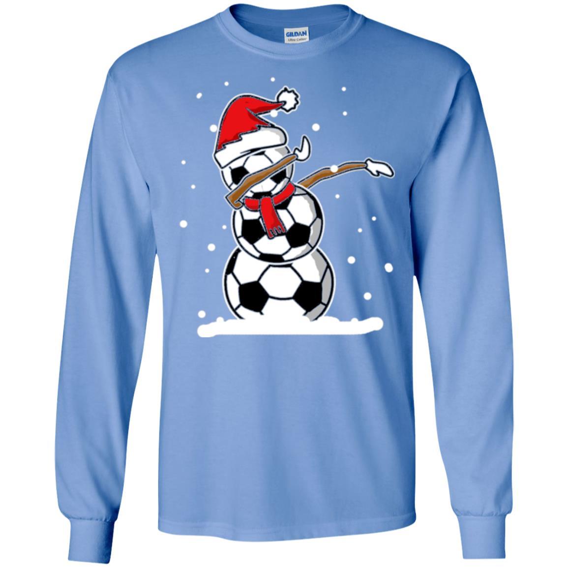 Christmas T-shirt Dabbing Snowman Soccer Carolina Blue