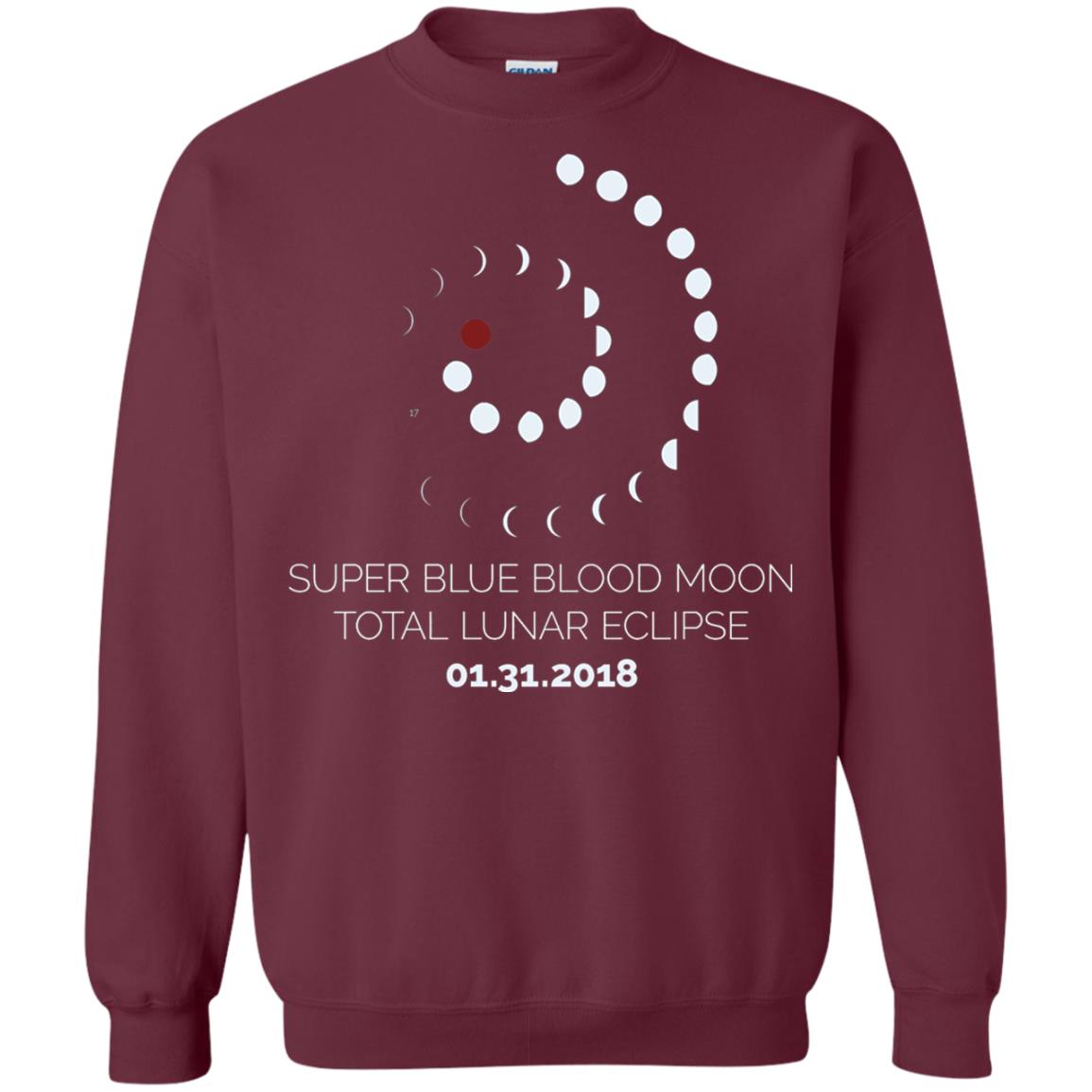 Super Blue Blood Moon Total Lunar Eclipse 2018 T-shirt Maroon