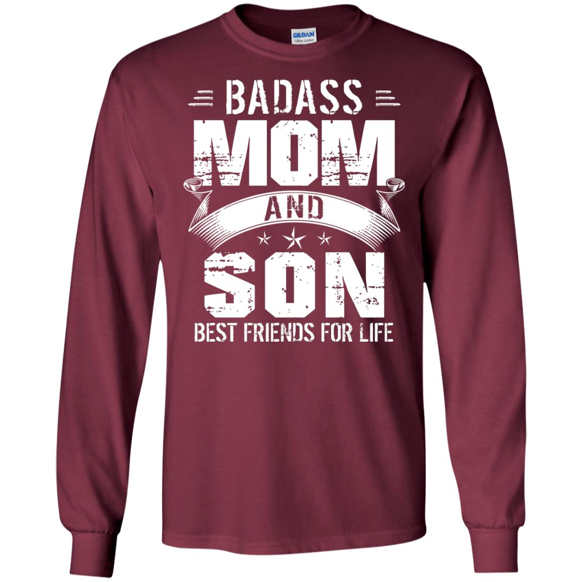 Badass Mom And Son Best Friends For Life Shirt Maroon