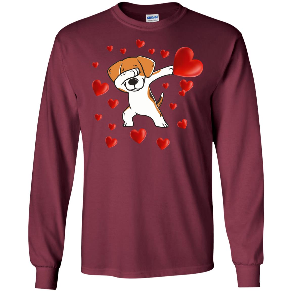 Valentines Day T-shirt Dabbing Dog Maroon