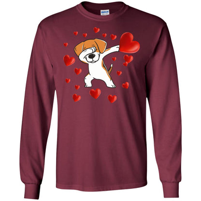 Valentines Day T-shirt Dabbing Dog Maroon