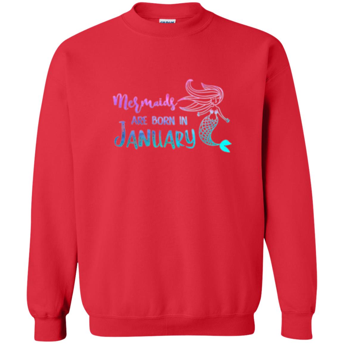 Mermaids Are Born In January Birthday T-shirt Red