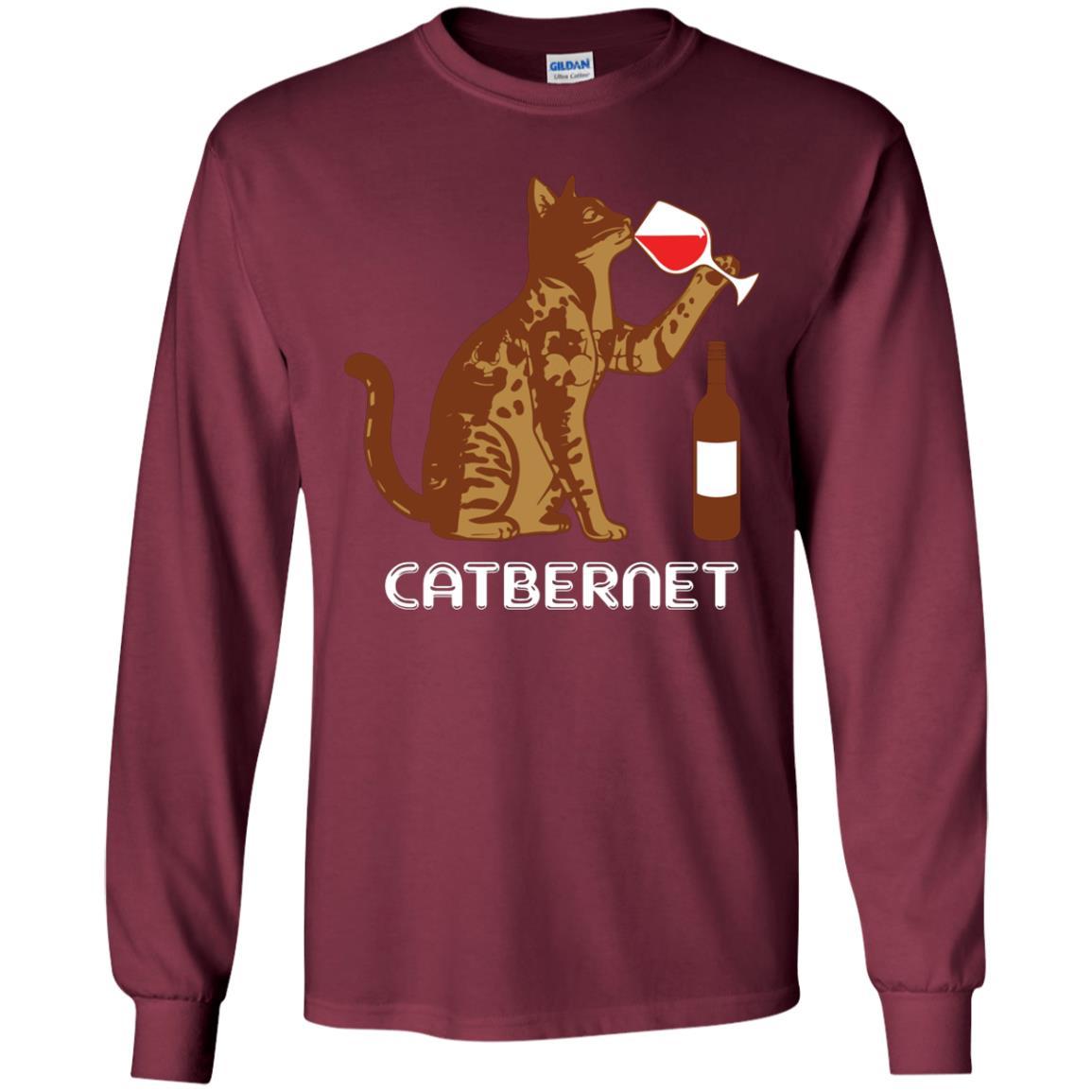 Cat Lovers T-shirt Catbernet Cat Wine Maroon