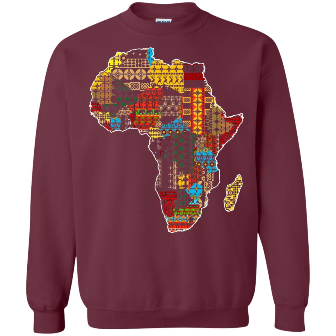 African Pride Traditional Ethnic Pattern Africa Map Shirt Maroon