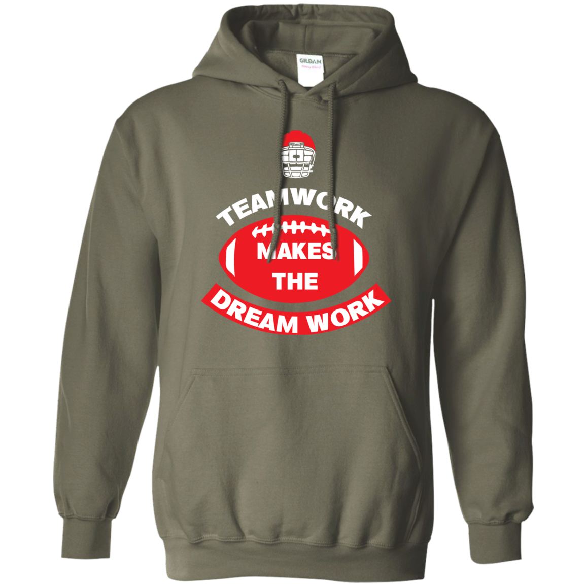 Football T-shirt TeamWork Makes The Dreamwork Military Green